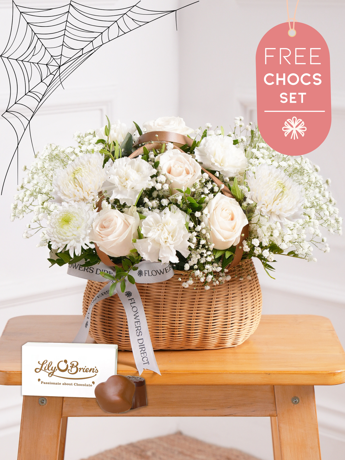 Simply White Basket with Free Chocolate Set