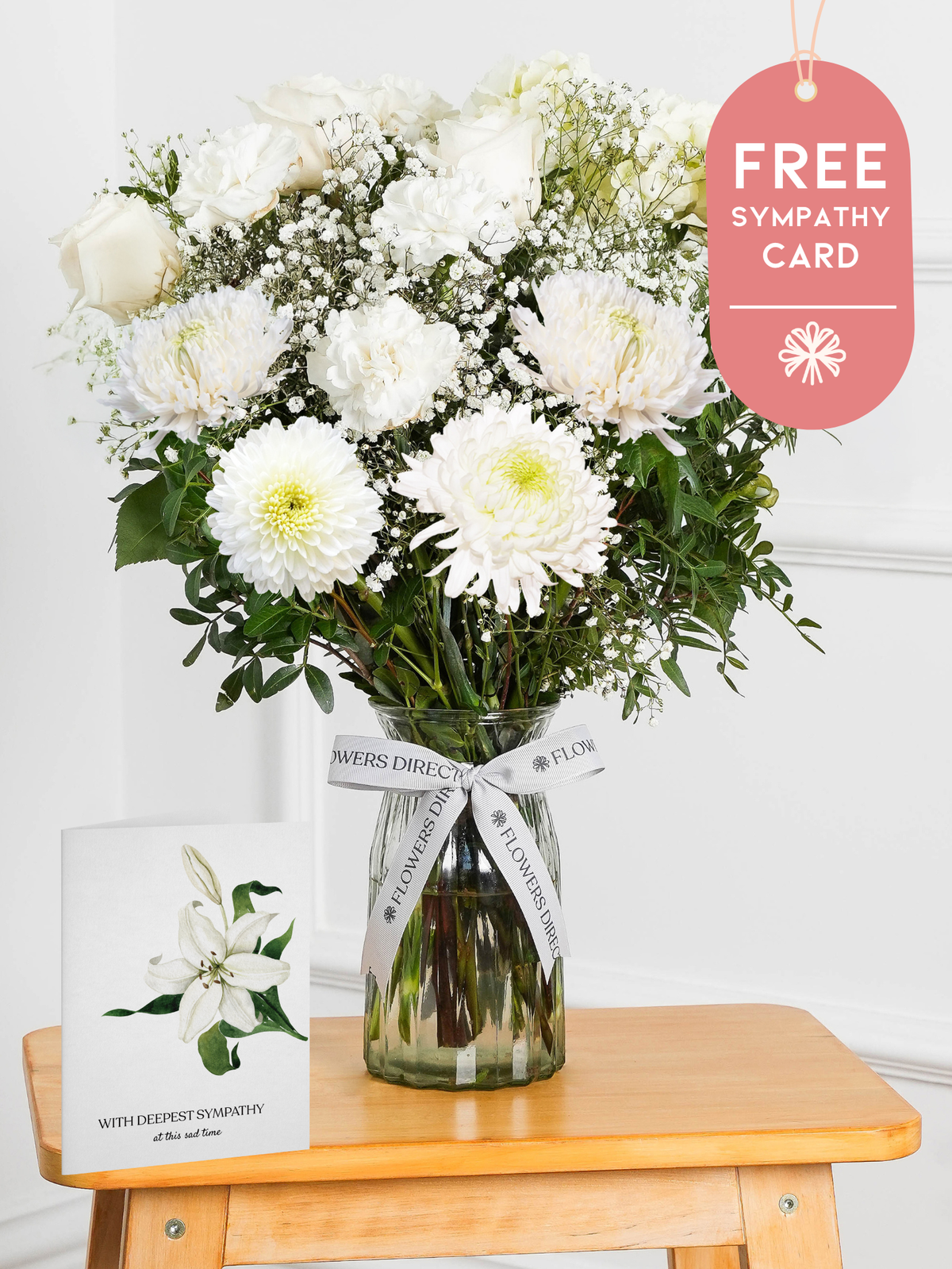 Sympathy Simply White - Vase with Free Sympathy card