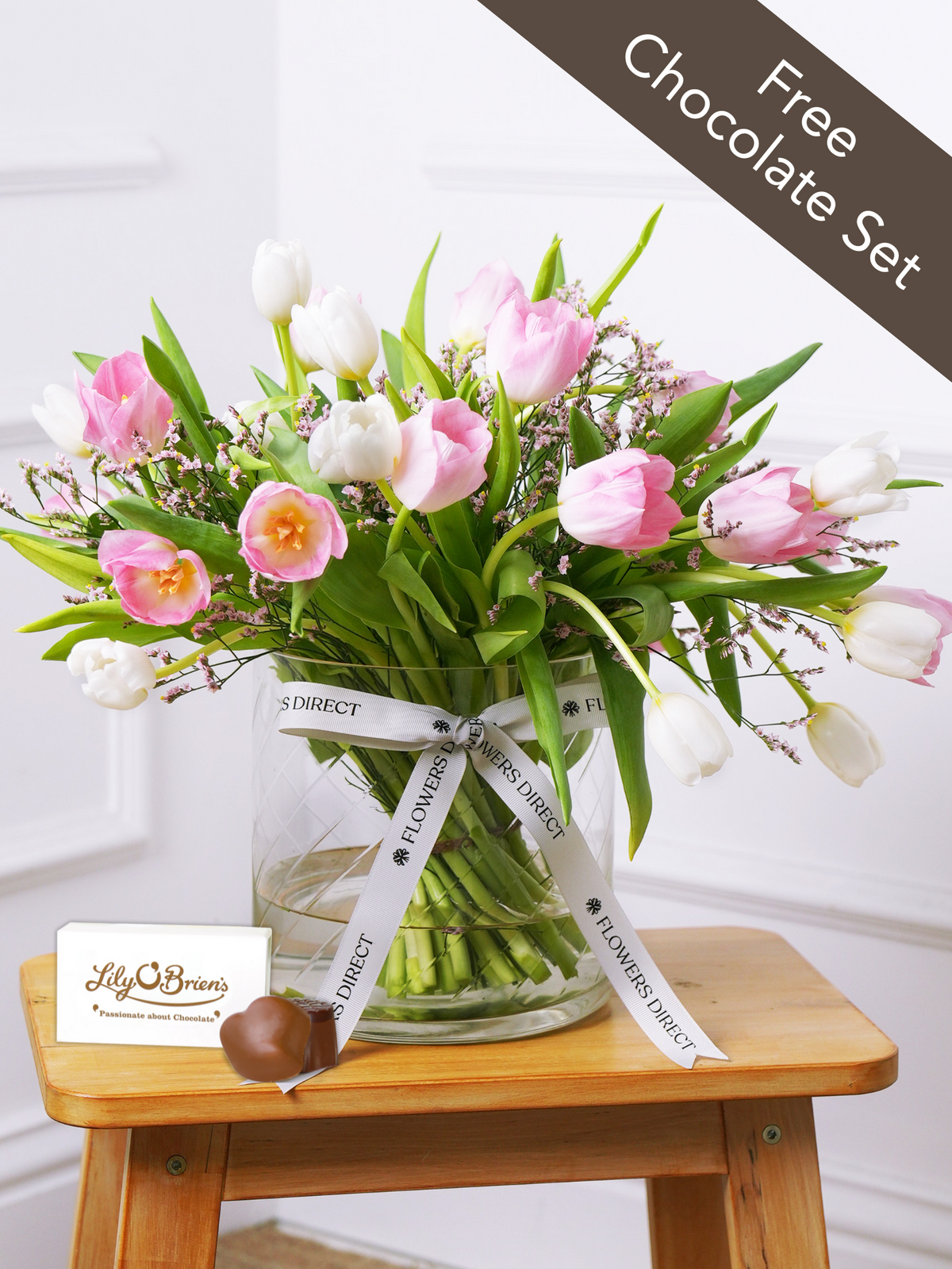 Mother&#39;s Day Mixed Tulips - Vase with Free Chocolate Set