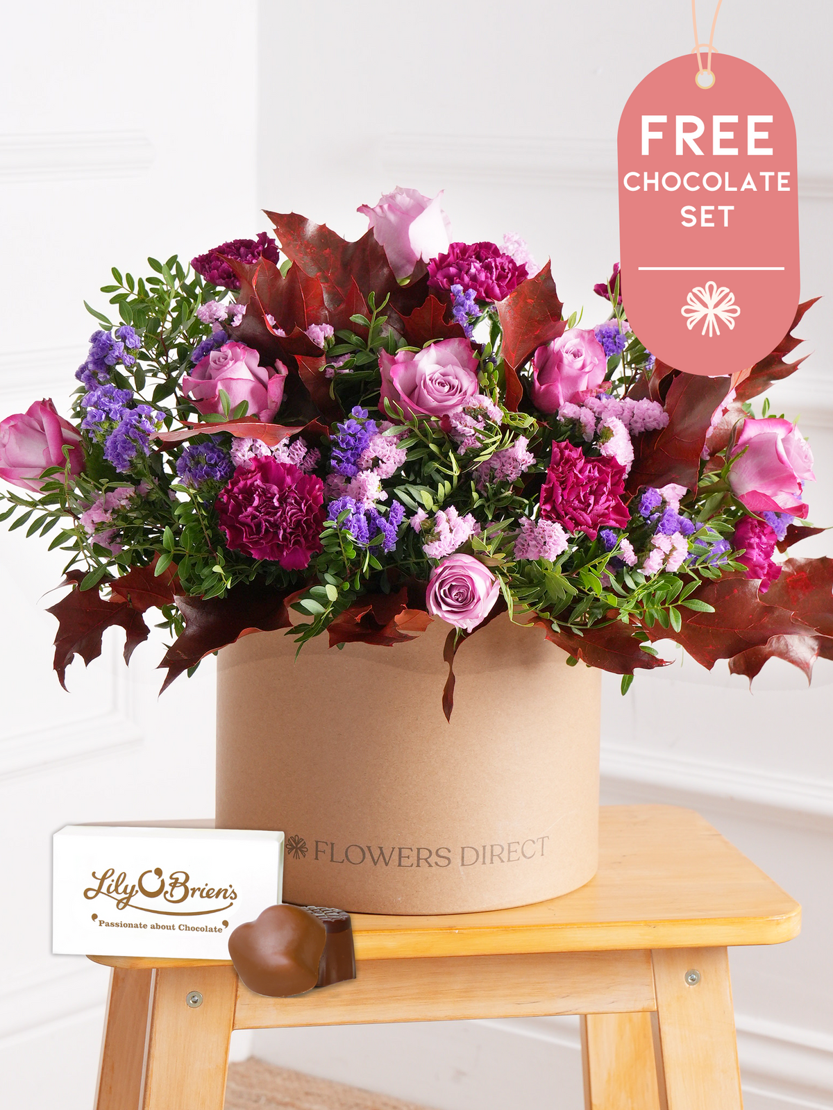 Autumn Purple Majesty - Hatbox with Free Chocolate Set