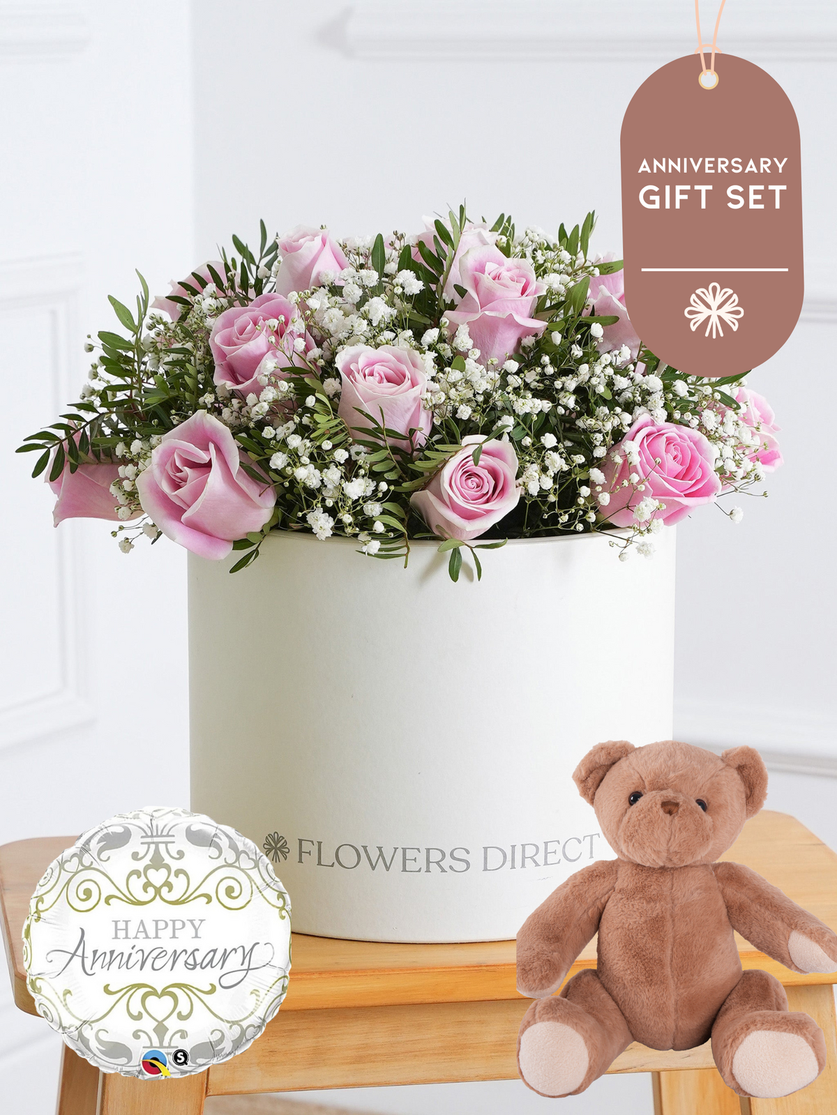 Anniversary Pink Roses - Hatbox Gift Set