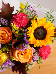 Autumn Charm Hatbox – Embrace the season with our Autumn Charm hatbox, featuring yellow and orange roses, cerise...