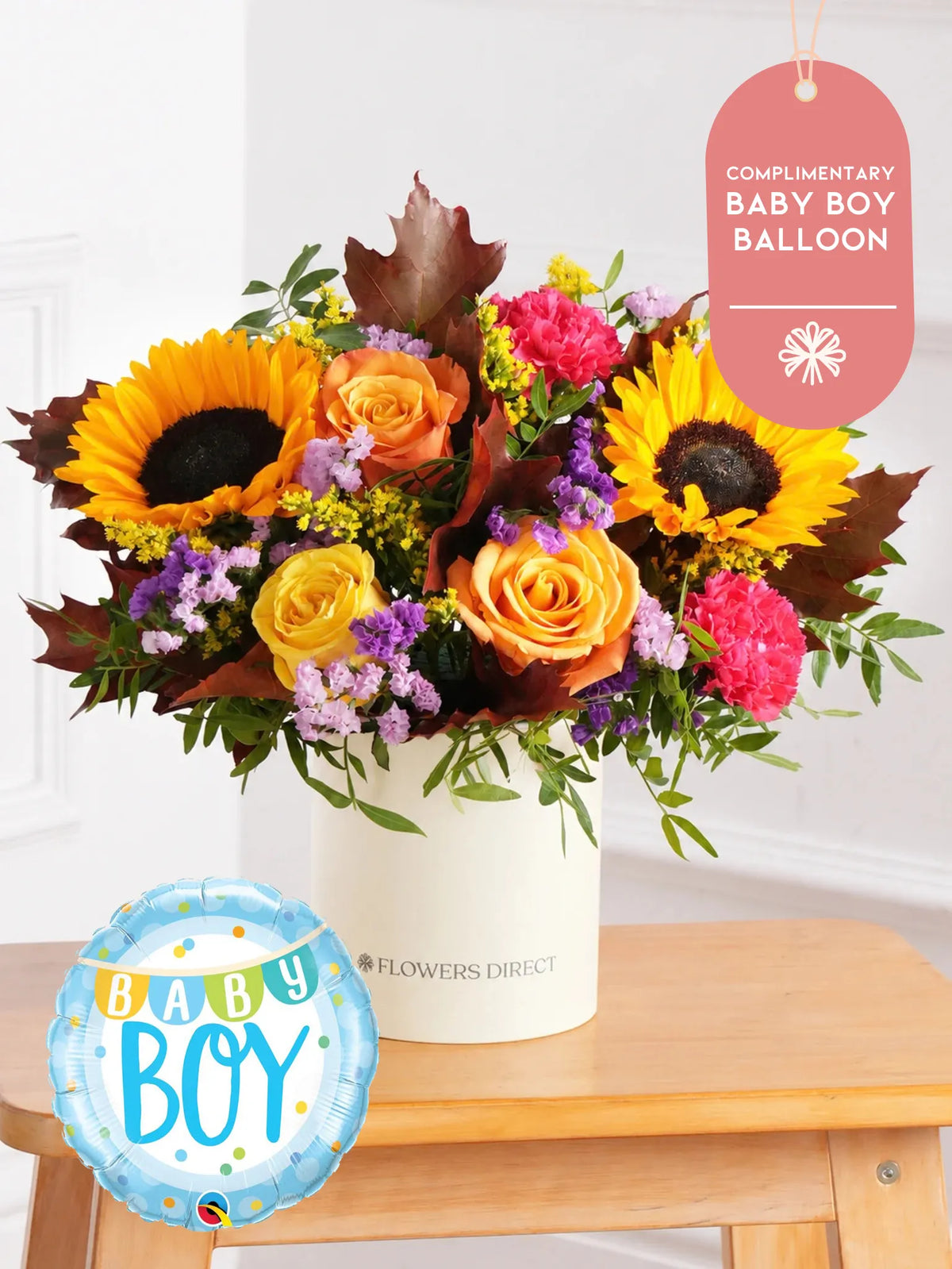 Baby Boy Autumn Charm - Hatbox (Complimentary Baby Boy Balloon)