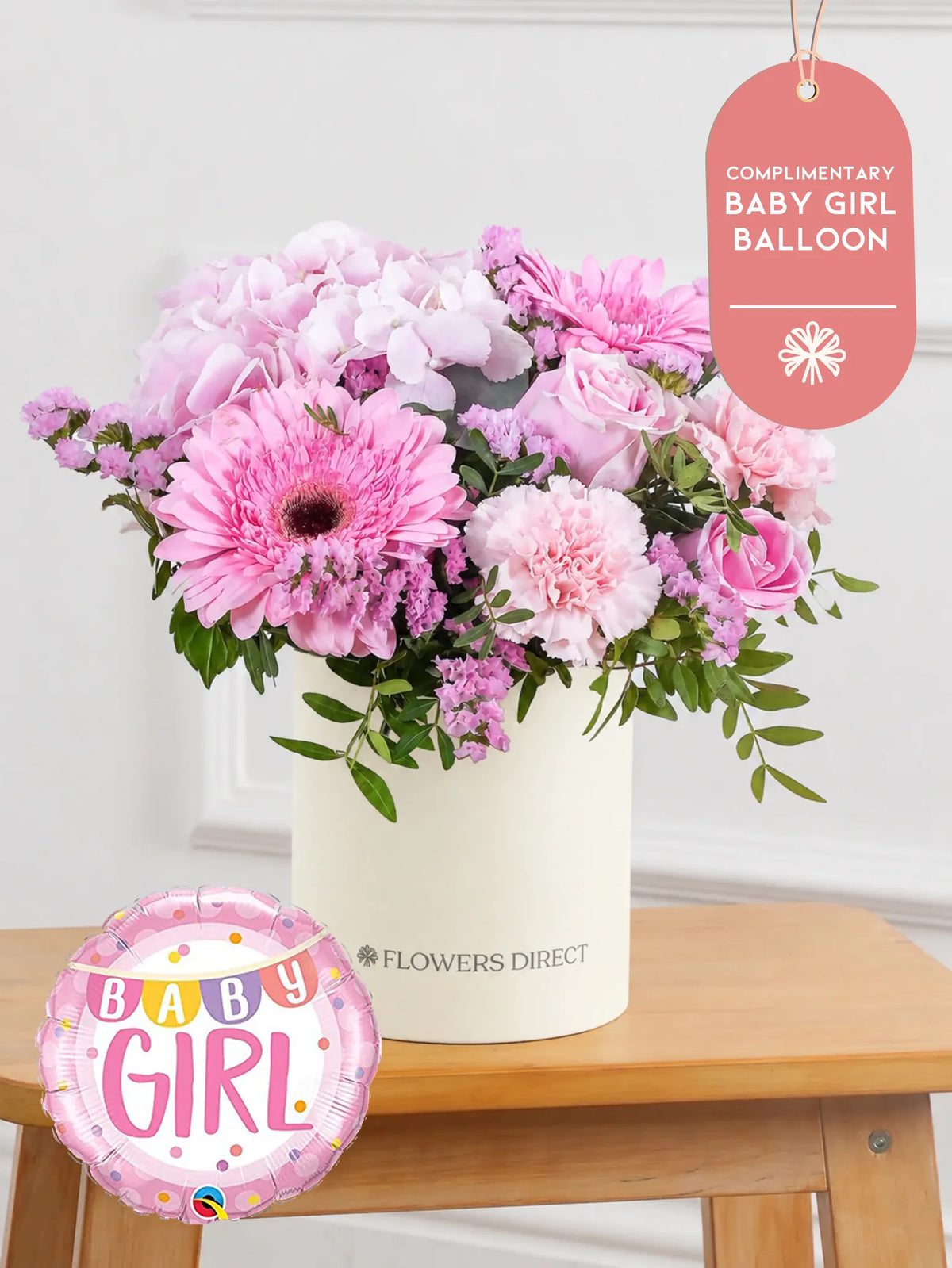 Baby Girl Sweetheart - Hatbox (Complimentary Baby Girl Balloon)