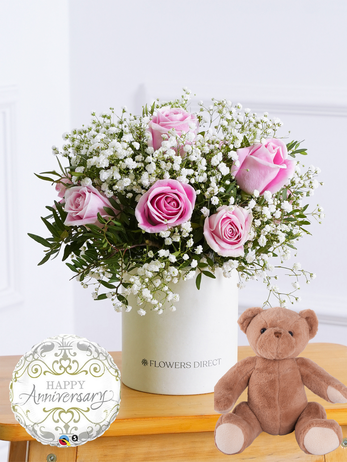 Anniversary Pink Roses - Hatbox Gift Set