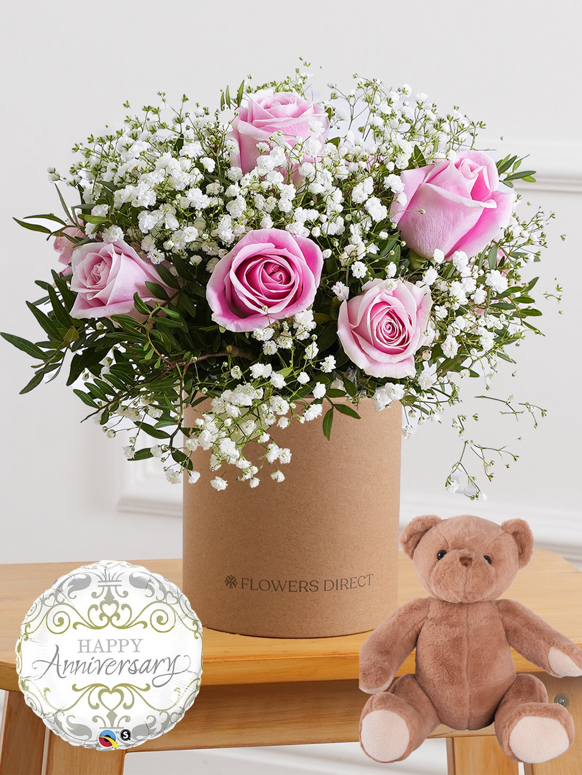 Anniversary Pink Roses - Hatbox Gift Set