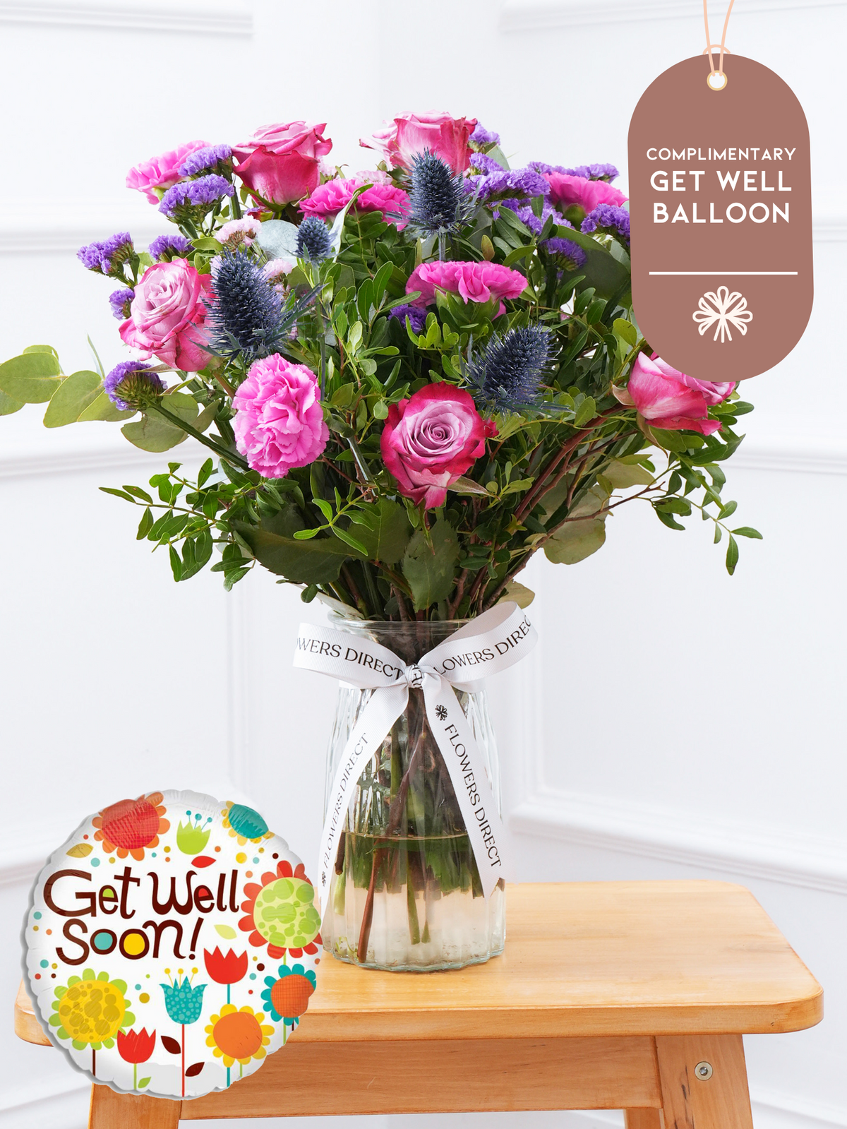 Purple Majesty - Vase with Free Get Well Balloon