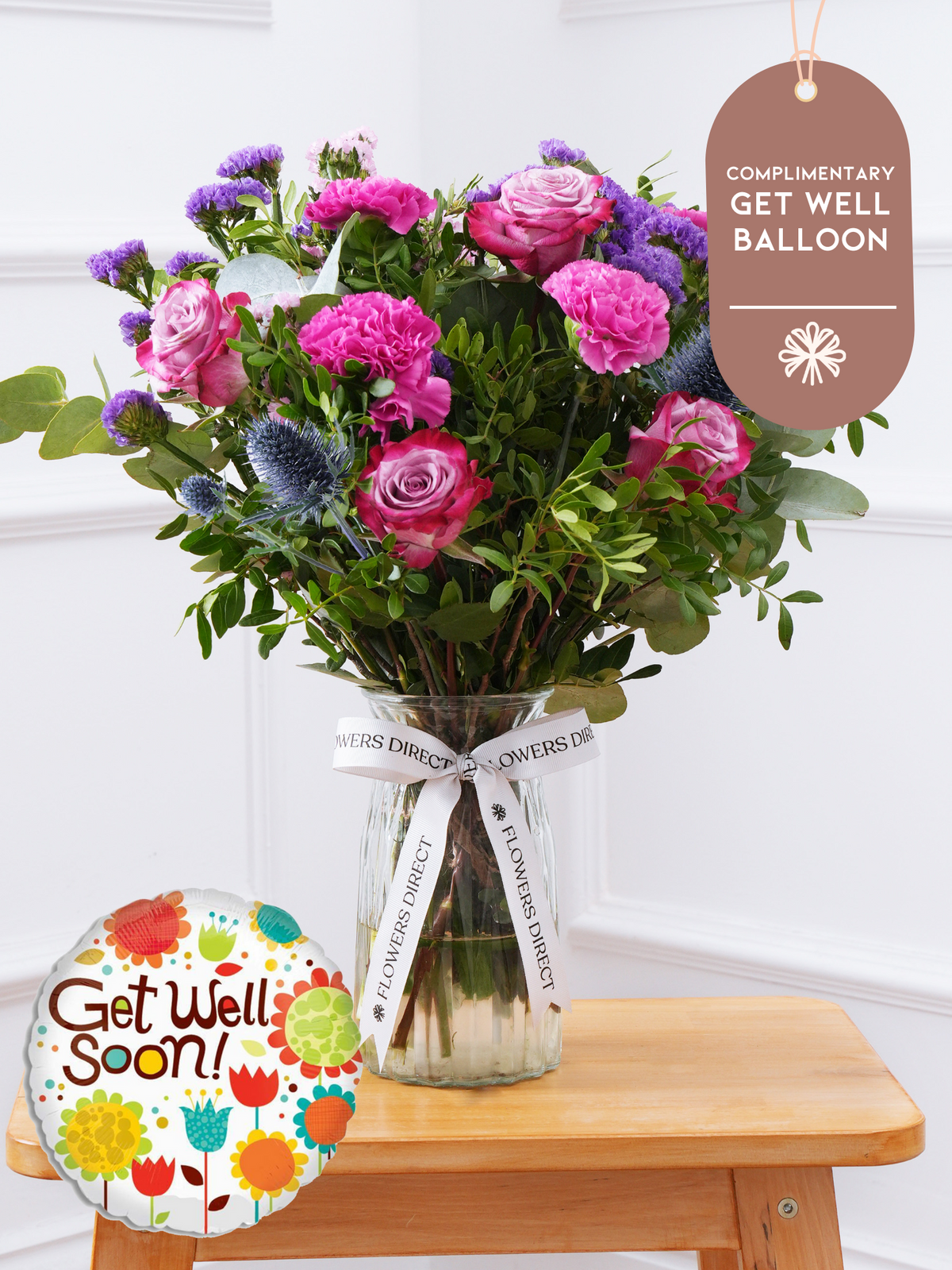 Purple Majesty - Vase with Free Get Well Balloon