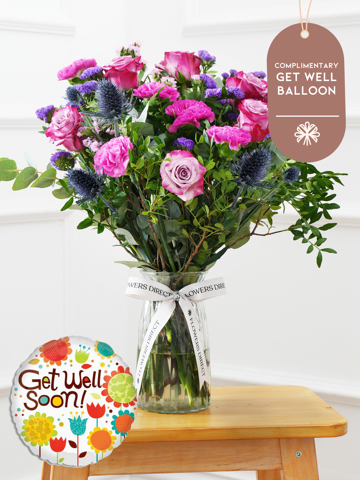 Purple Majesty - Vase with Free Get Well Balloon