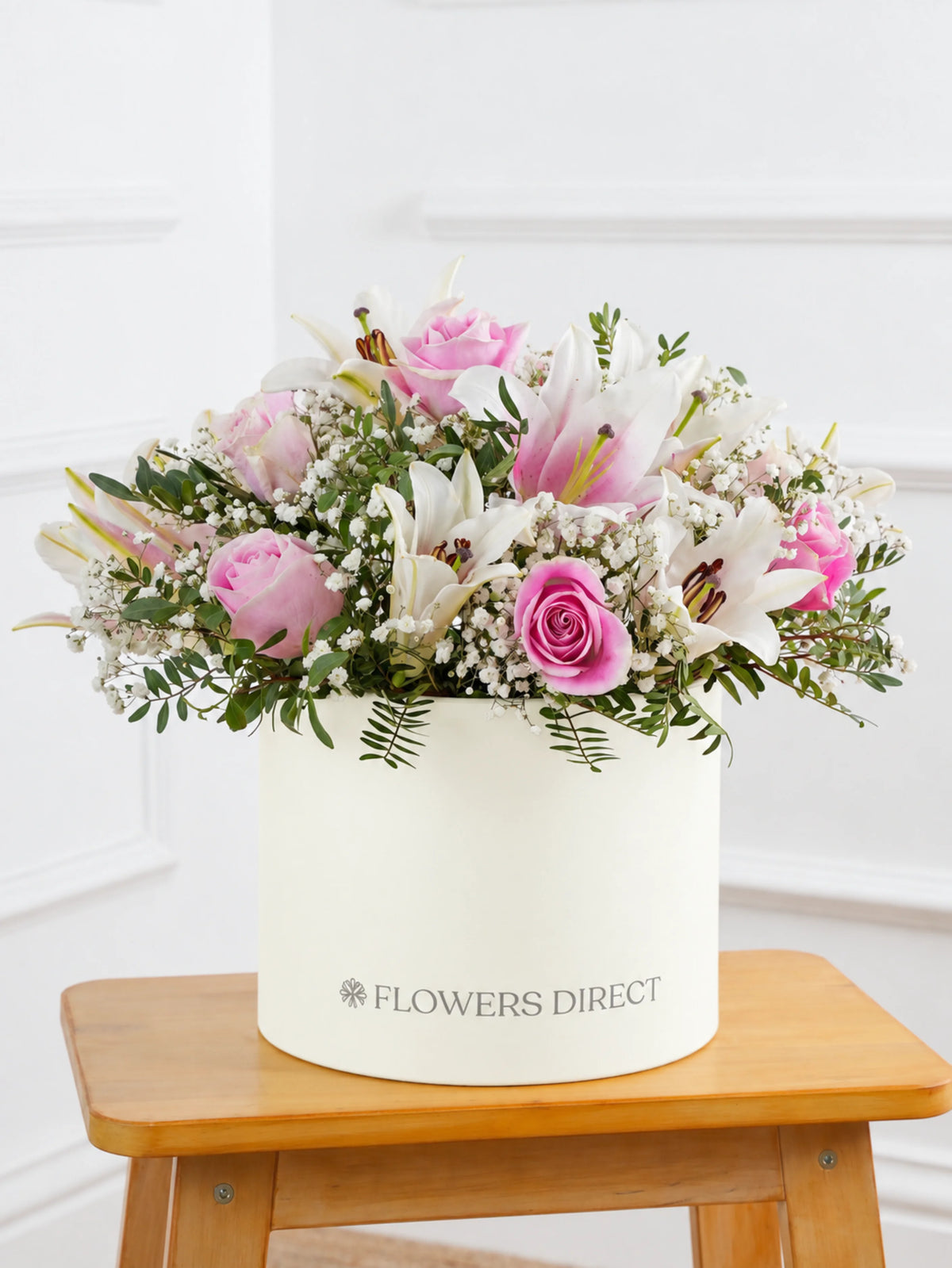 Pink Roses and Pink Lily - Hatbox