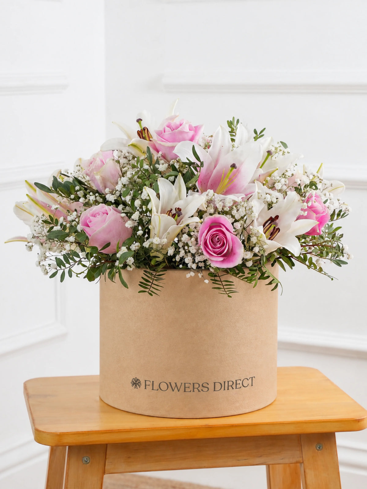 Pink Roses and Pink Lily - Hatbox