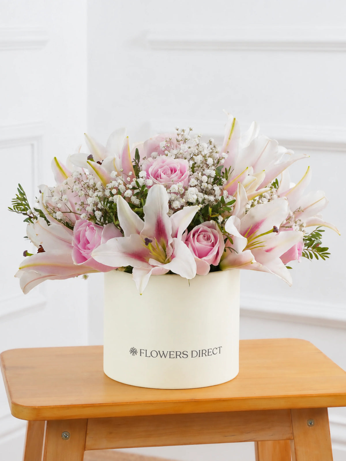 Pink Roses and Pink Lily - Hatbox