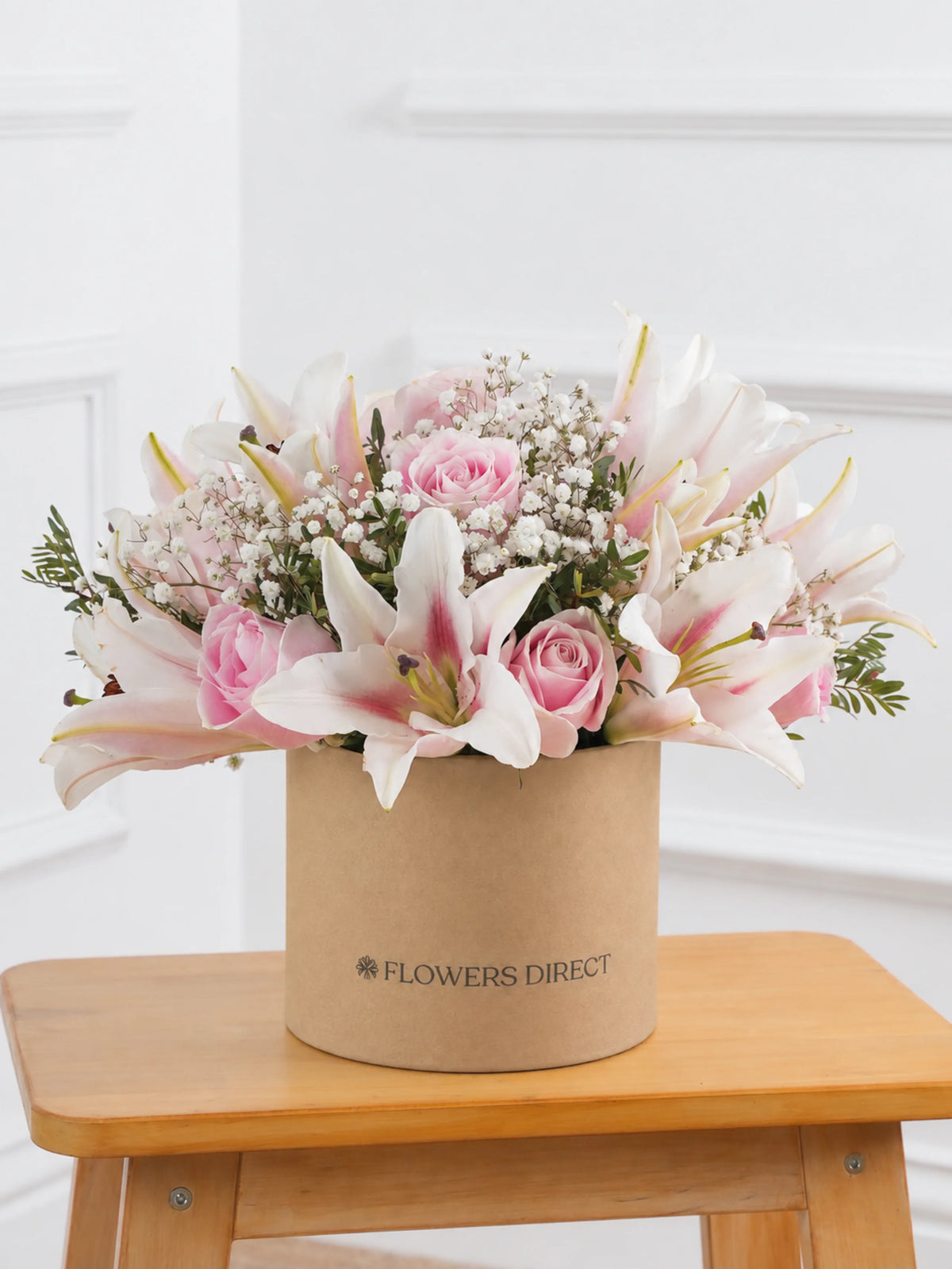 Pink Roses and Pink Lily - Hatbox