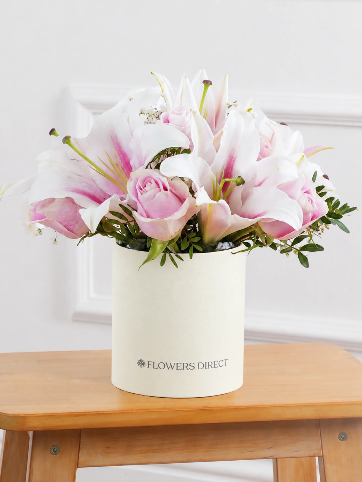 Pink Roses and Pink Lily - Hatbox