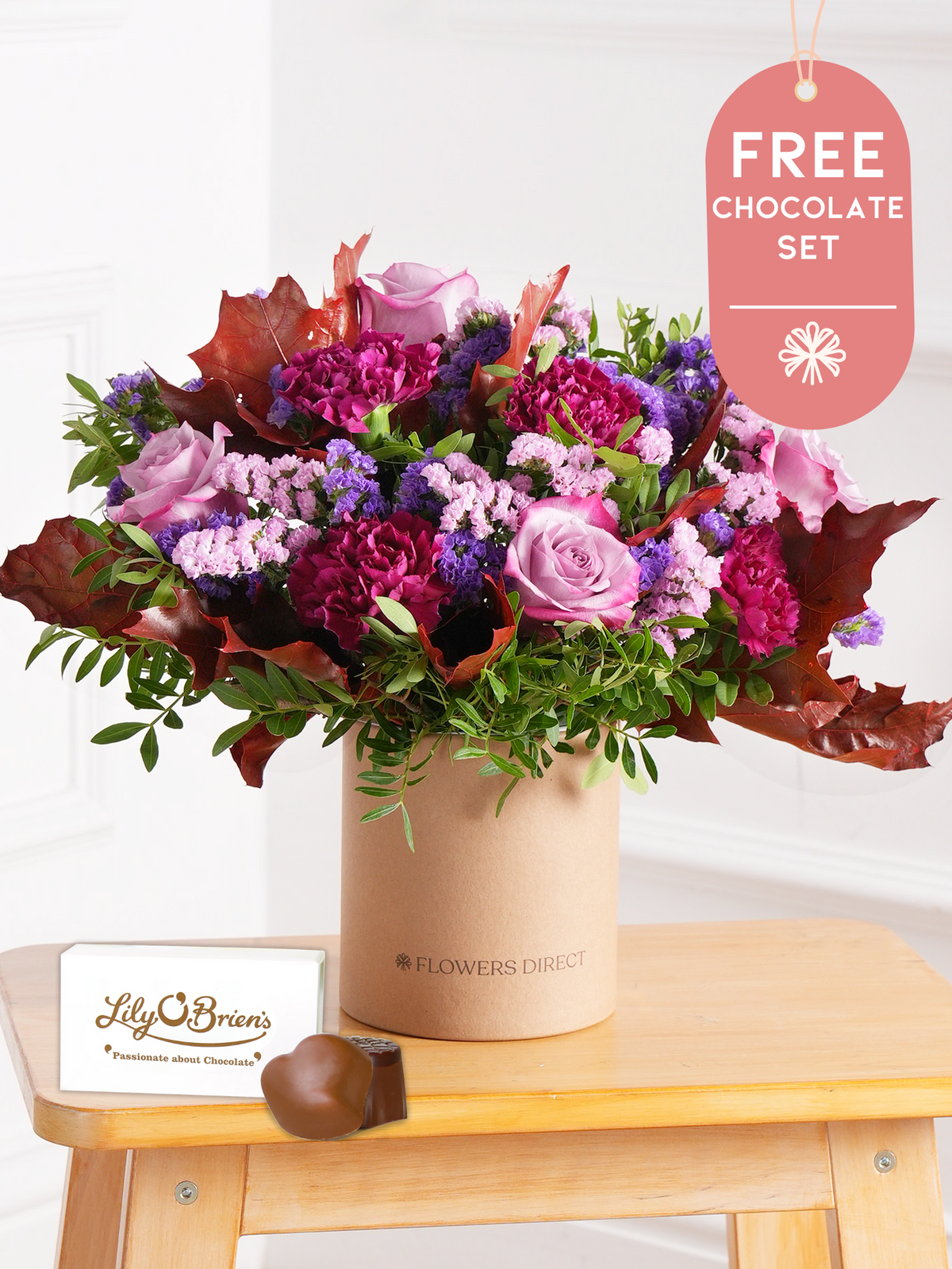 Autumn Purple Majesty - Hatbox with Free Chocolate Set