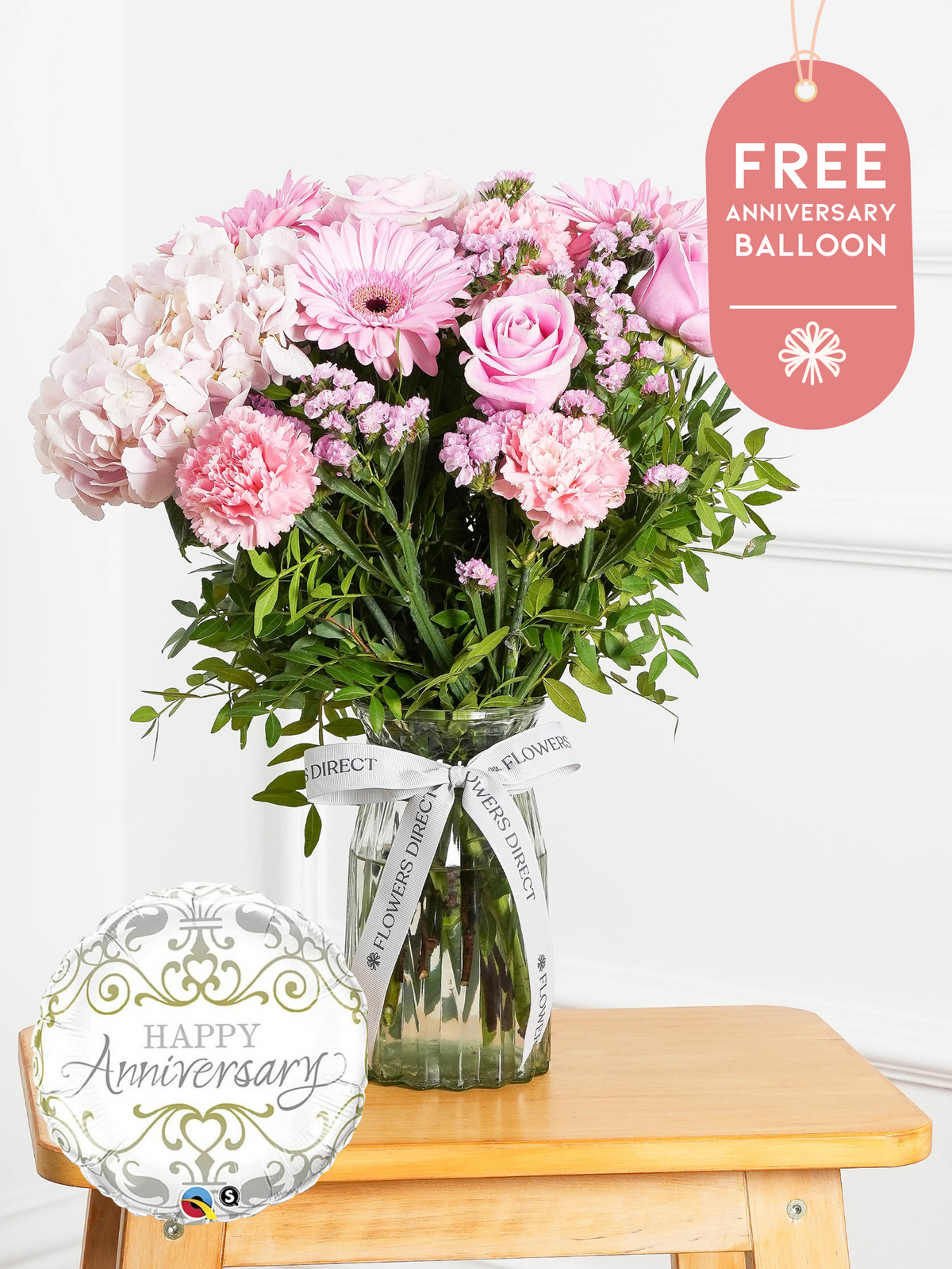 Anniversary Sweetheart - Vase with Free Anniversary Balloon