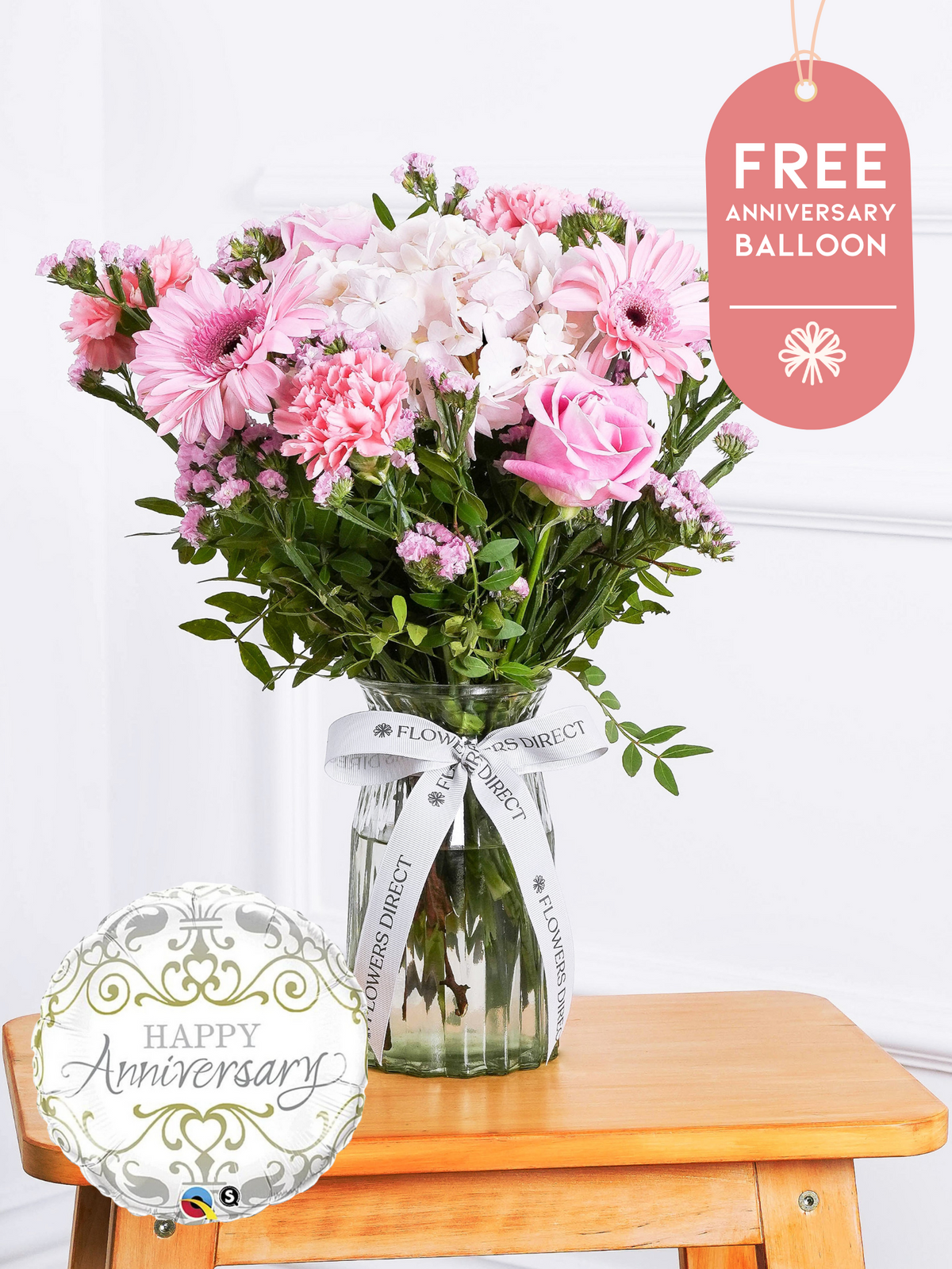 Anniversary Sweetheart - Vase with Free Anniversary Balloon