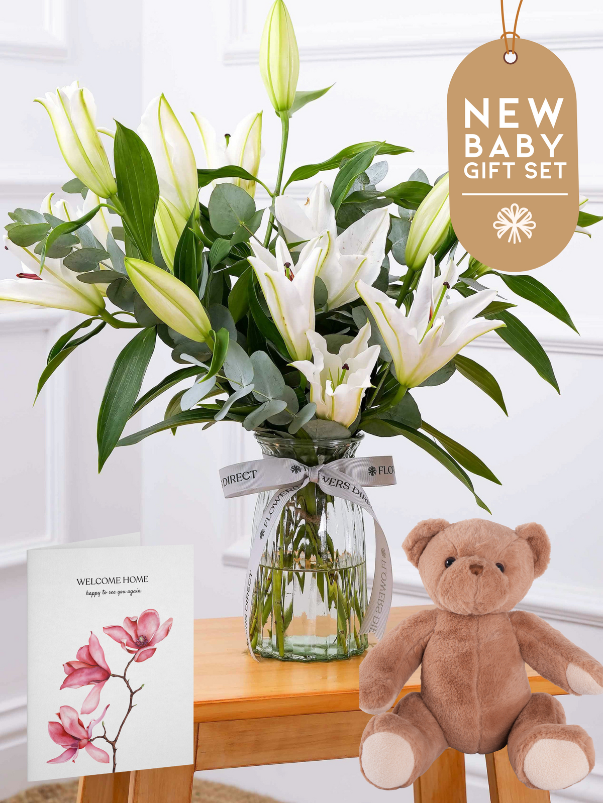 New Baby White Lily - Vase Gift Set