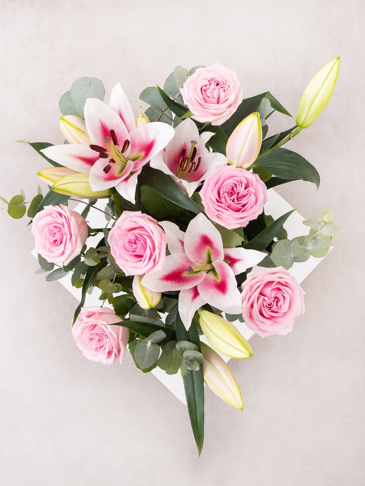 Pink Roses and Pink Lily in a vase